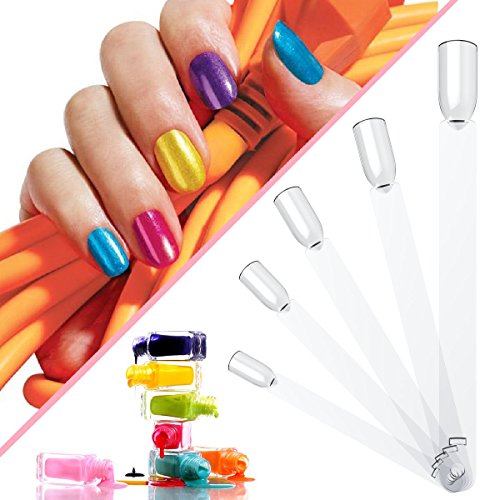 YoungRich Juego de 2 Unidades de 100 Uñas Postizas con Forma de Abanico para Decoración de Uñas con Tornillo de Anillo de Metal para Bricolaje Diseño de Gel Transparente