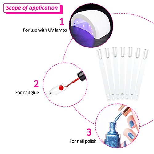 YoungRich Juego de 2 Unidades de 100 Uñas Postizas con Forma de Abanico para Decoración de Uñas con Tornillo de Anillo de Metal para Bricolaje Diseño de Gel Transparente