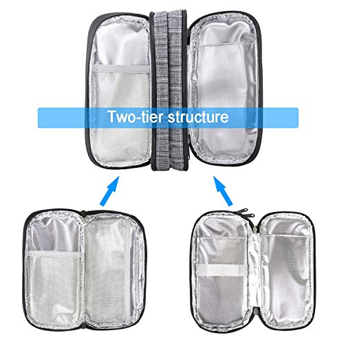 YOUSHARES Insulina Bolsa Para Viaje - Diabéticos Estuche Para Adrenalina y Otros Medicamentos y Plumas con 2 Bolsas de Gel, Doble Capa Gris