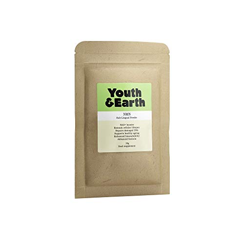 Youth & Earth NMN Nicotinamide Mononucleotide - 10g de Polvo Sublingual Puro de Mononucleótido de Nicotinamida - Suplemento NAD hecho en el Reino Unido