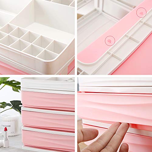 YouthUnion Organizador para Cosméticos, Caja Maquillaje Cajones con Capas para Arreglar Lápiz Labial Joya Mujer Acrílico Transparente (Rose, s-3)