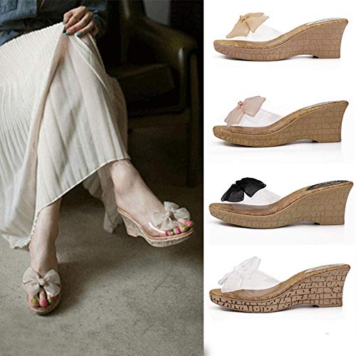 ypyrhh Zapatillas de casa con Punta Abierta,Sandalias de Playa Impermeables en l,Sandalias de Princesa Dulce y Pantuflas-Negro_36,Pantuflas de Interior Suaves Antideslizantes