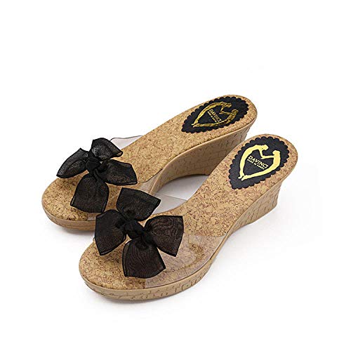 ypyrhh Zapatillas de casa con Punta Abierta,Sandalias de Playa Impermeables en l,Sandalias de Princesa Dulce y Pantuflas-Negro_36,Pantuflas de Interior Suaves Antideslizantes