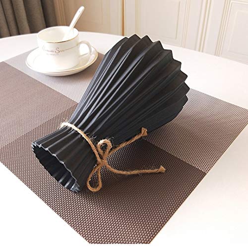 Yqs Flores Artificial Plástico floreros decoración del hogar Floreros de cerámica Anti-Europea Moderna de la Boda Decoración de ratán-como irrompible Creativo Simplicidad (Color : Black)