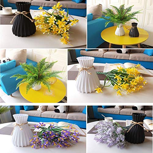 Yqs Flores Artificial Plástico floreros decoración del hogar Floreros de cerámica Anti-Europea Moderna de la Boda Decoración de ratán-como irrompible Creativo Simplicidad (Color : Black)