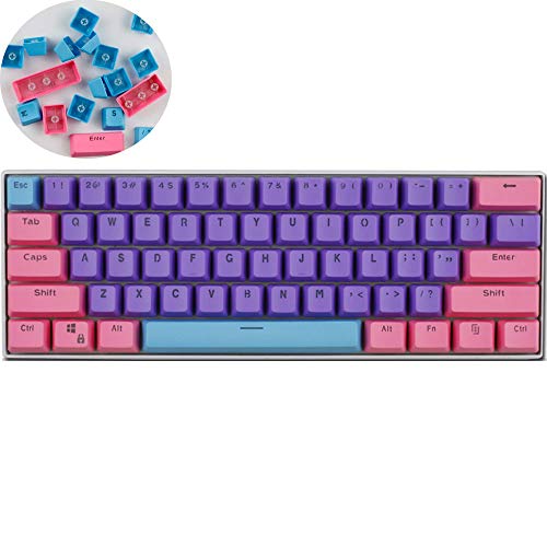 YQYL Teclado del Teclado mecánico de 61 Teclas PBT con glaseado Transparente Teclado de inyección de 61 Colores con Tapa de Dos Teclas,E