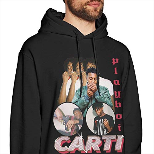 Ytdbh Men's Hoodie Pullover Playboi Poke It out-Carti Hooded Sweatshirt Cotton Sweater Black
