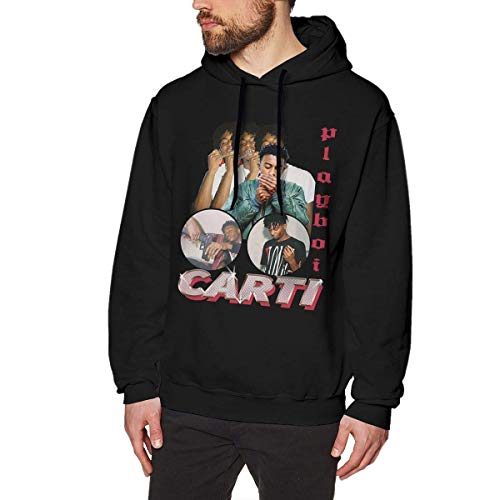 Ytdbh Men's Hoodie Pullover Playboi Poke It out-Carti Hooded Sweatshirt Cotton Sweater Black