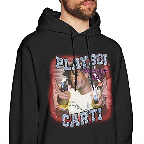 Ytdbh Men's Hoodie Pullover Playboi Poke It out-Carti Hooded Sweatshirt Cotton Sweater Black