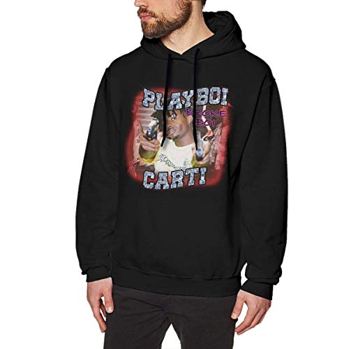 Ytdbh Men's Hoodie Pullover Playboi Poke It out-Carti Hooded Sweatshirt Cotton Sweater Black