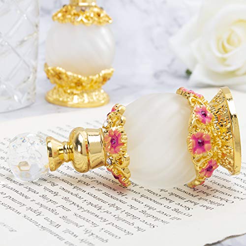 YU FENG - Frasco de perfume redondo vacía (15 ml), diseño de flores antiguas