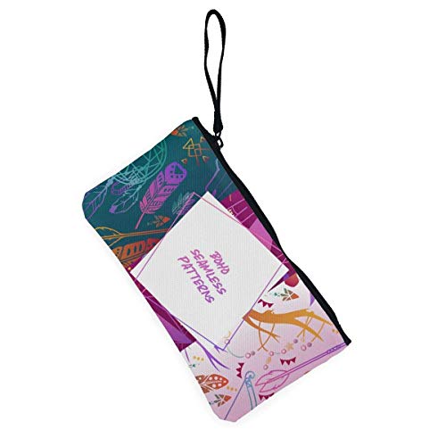 Yuanmeiju Boho Set Patrones sin Costuras Imagen Vectorial Lienzo Lindo Cambio Monedero Monedero Bolsa Bolsa Cremallera Titular Monedero Correa de muñeca Maquillaje Estuche de lápices Personalizado