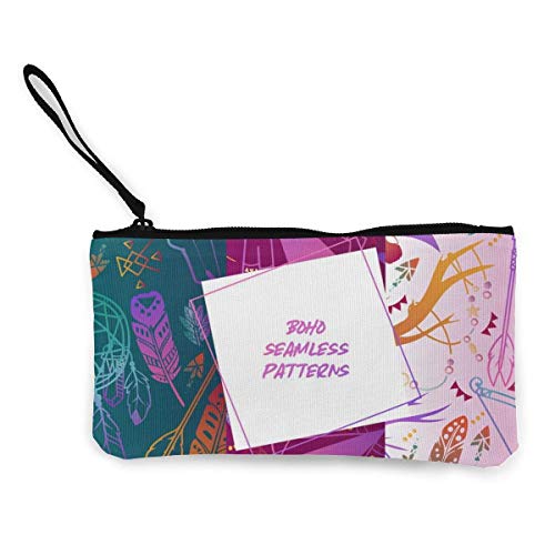 Yuanmeiju Boho Set Patrones sin Costuras Imagen Vectorial Lienzo Lindo Cambio Monedero Monedero Bolsa Bolsa Cremallera Titular Monedero Correa de muñeca Maquillaje Estuche de lápices Personalizado