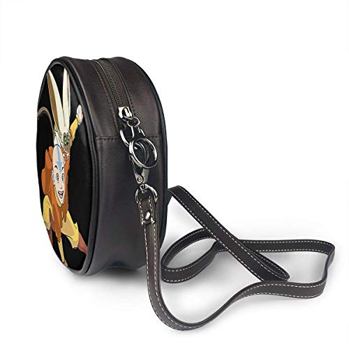 Yuanmeiju Bolso de hombro redondo Last Legend Airbender Of Korra Aang Crossbody Handbag,Beach Bag Woven Shoulder Leather Round Bag Shoulder Leather Straps