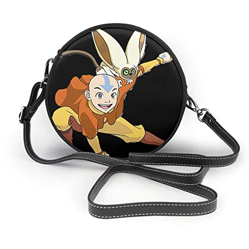 Yuanmeiju Bolso de hombro redondo Last Legend Airbender Of Korra Aang Crossbody Handbag,Beach Bag Woven Shoulder Leather Round Bag Shoulder Leather Straps