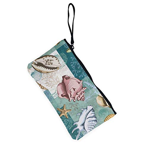 Yuanmeiju Cartera de Lona de corales y Estrellas de mar Exquisitos monederos El Monedero de Lona pequeño se Utiliza para Guardar Monedas, identificación y Otros