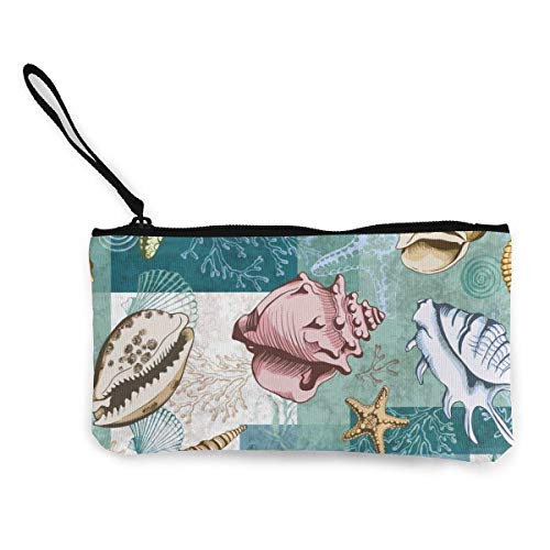 Yuanmeiju Cartera de Lona de corales y Estrellas de mar Exquisitos monederos El Monedero de Lona pequeño se Utiliza para Guardar Monedas, identificación y Otros
