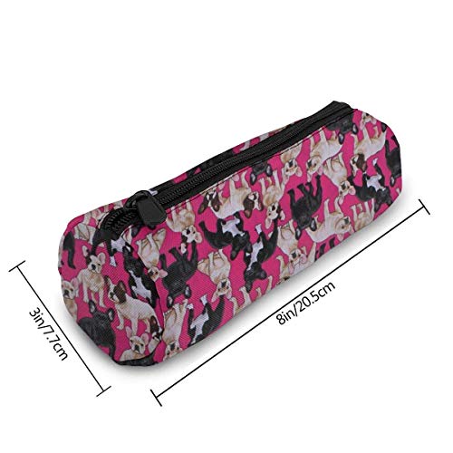 Yuanmeiju French Bulldogs Dogs Pets Puppy Estuche Large Capacity Pen Bag Zipper Makeup Bag Travel Sunglasses Holder Stationery Bag for School Office