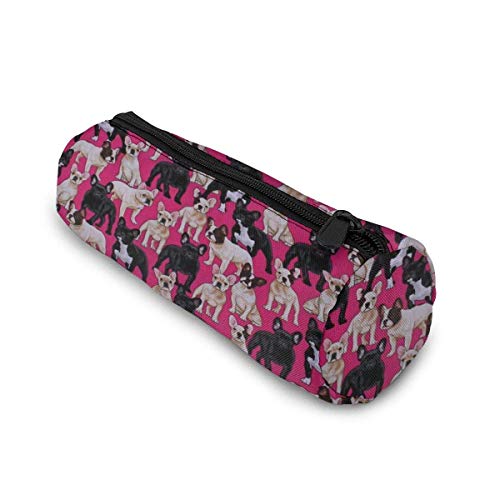 Yuanmeiju French Bulldogs Dogs Pets Puppy Estuche Large Capacity Pen Bag Zipper Makeup Bag Travel Sunglasses Holder Stationery Bag for School Office