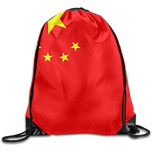 Yuanmeiju Lightweight Bolsa de cordón para Dibujar,Gym Drawstring Backpack,Shopping Shoulder Bag,Travel Sackpack,Chinese National Flag Funny Yoga Rucksack,String Storage Bag,Sport Cinch Pack