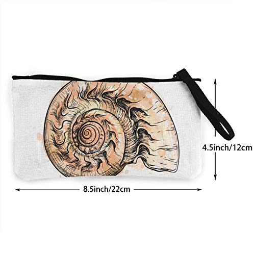 Yuanmeiju Sección de Concha de Nautilus aislada en Billetera de Lona Negra Exquisitos monederos El Monedero de Lona pequeño se USA para Guardar Monedas, identificación y Otros
