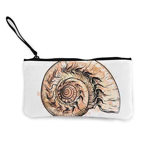 Yuanmeiju Sección de Concha de Nautilus aislada en Billetera de Lona Negra Exquisitos monederos El Monedero de Lona pequeño se USA para Guardar Monedas, identificación y Otros