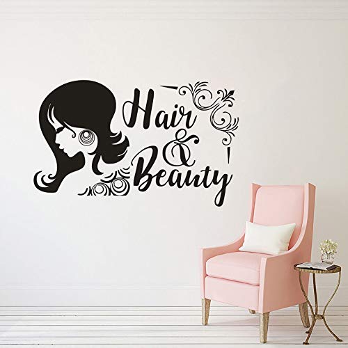 YuanMinglu Hair and Beauty Logo vinilos Decorativos peluquería niña Peinado Decorativo 50.4 cm x 31.2cm