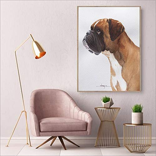 YuanMinglu Perro Lindo Moderno Lienzo Cartel Moderno Animal Pintura al óleo Pared decoración del hogar Sala de Animales Arte de la Historieta Pintura sin Marco 40X60 CM