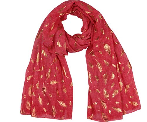 YUAYUAYUA Bufanda De Dama Al Aire Libre,Bufanda De Plumas Estampadas De Bronce Teñido Bufanda De Algodón Y Lino De Decoración De Viaje Damas-C
