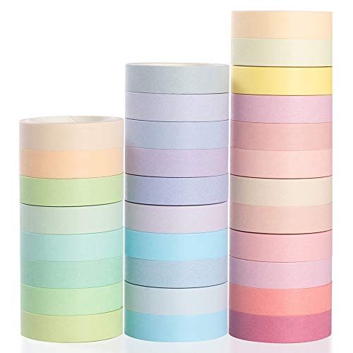 Yubbaex Washi Tape Set cinta adhesiva decorativa Washi Glitter Adhesivo de Cinta Decorativa para DIY Crafts Scrapbooking (Natural Color 30 Rollos)