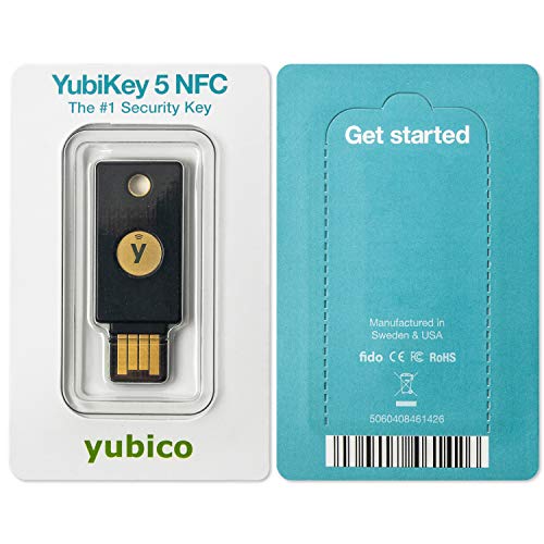 Yubico - YubiKey 5 NFC - Two Factor Authentication USB and NFC Security Key, Fits USB-A Ports and Works with Supported NFC Mobile Devices - Protect Your Online Accounts with More Than a Password