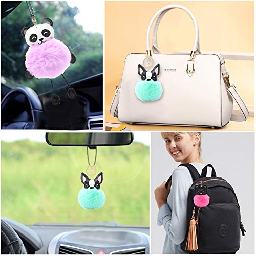 YuChiSX Pom Pom Llavero Bolsa Colgante Llavero de Bola de Pelo Pompón Llavero de Piel para Llave de Coche Encanto Colgante Navidad Panda Llavero Mullido Llavero Titular Colgando Decoración Regalos