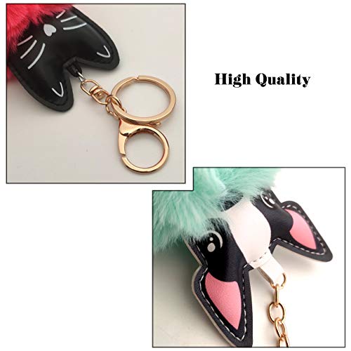 YuChiSX Pom Pom Llavero Bolsa Colgante Llavero de Bola de Pelo Pompón Llavero de Piel para Llave de Coche Encanto Colgante Navidad Panda Llavero Mullido Llavero Titular Colgando Decoración Regalos