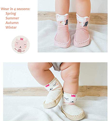 YUHUAWYH Bebé Muchachos Chicas Invierno Calzado Antideslizante Calcetines Zapatos niños Interiores pequeños Caminante Calcetines Zapatos para 0-24 Meses