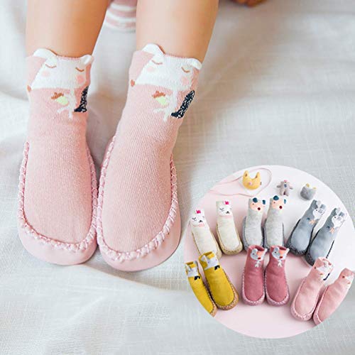 YUHUAWYH Bebé Muchachos Chicas Invierno Calzado Antideslizante Calcetines Zapatos niños Interiores pequeños Caminante Calcetines Zapatos para 0-24 Meses