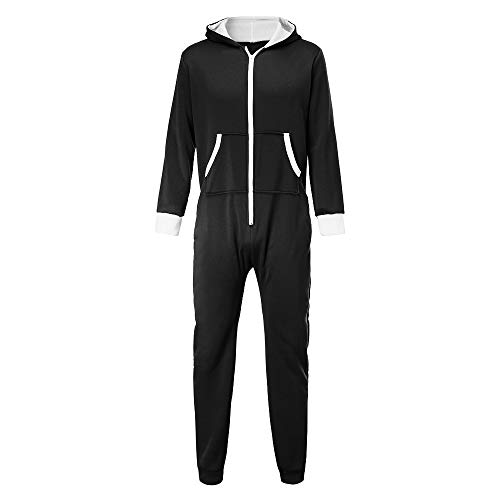 Yvelands Trajes de liquidación de Trajes, Mono de los Hombres Unisex de una Pieza sin Pijama de Pijama Traysuit Blusa Outwear Coat (Negro, L)