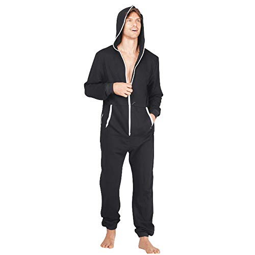 Yvelands Trajes de liquidación de Trajes, Mono de los Hombres Unisex de una Pieza sin Pijama de Pijama Traysuit Blusa Outwear Coat (Negro, L)