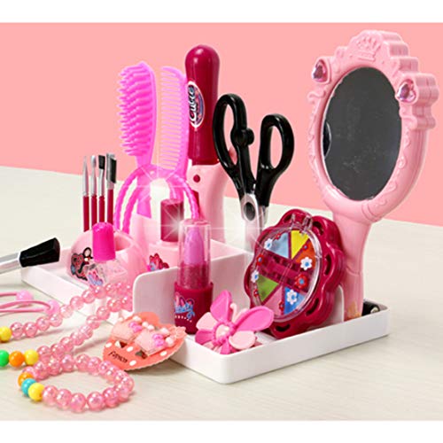 YVSoo 31Pcs Maletín Maquillaje Niñas, Maquillaje Peluqueria Juguete Set de Cosmética y Joyería Juego para Infantil Niños