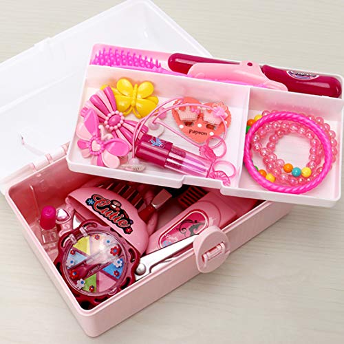 YVSoo 31Pcs Maletín Maquillaje Niñas, Maquillaje Peluqueria Juguete Set de Cosmética y Joyería Juego para Infantil Niños