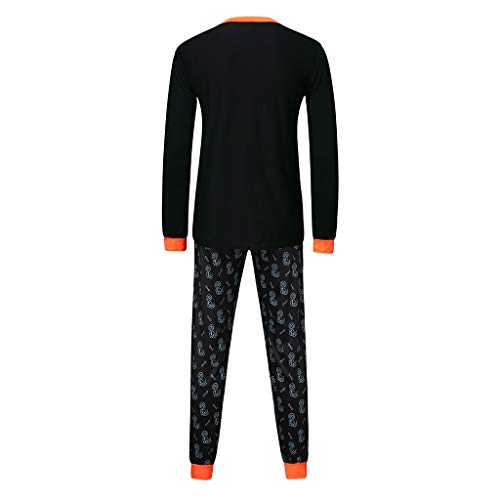 YWLINK Conjunto De Pijama Familiar Camiseta De Manga Larga con Estampado De Esqueleto Arriba+Pantalones Juegos De rol De Halloween Pijama De Fiesta Mezclas De AlgodóN Pijama De Hombre(Negro,S)