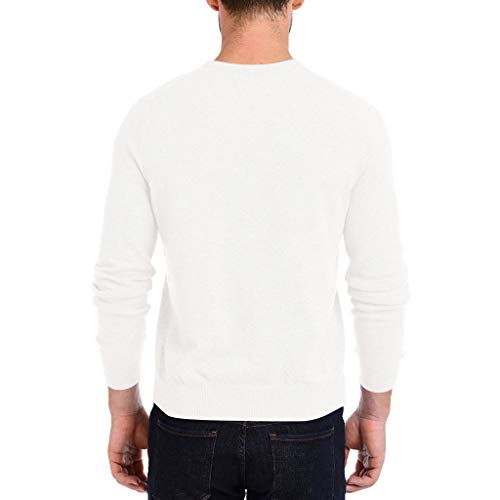 YWLINK Hombre OtoñO Invierno Casual Color Puro O-Cuello SuéTer De Punto De Manga Larga Tops Moda CláSica Suelta Camiseta Pullover Camisa De Fondo Negocios/Fiesta/Diario/Deportes Ropa(Blanco,XXL)