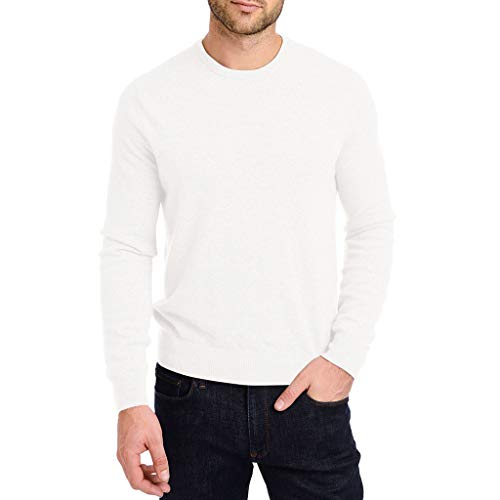 YWLINK Hombre OtoñO Invierno Casual Color Puro O-Cuello SuéTer De Punto De Manga Larga Tops Moda CláSica Suelta Camiseta Pullover Camisa De Fondo Negocios/Fiesta/Diario/Deportes Ropa(Blanco,XXL)