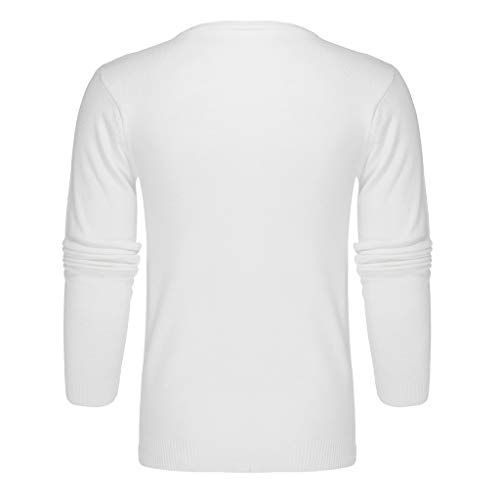 YWLINK Hombre OtoñO Invierno Casual Color Puro O-Cuello SuéTer De Punto De Manga Larga Tops Moda CláSica Suelta Camiseta Pullover Camisa De Fondo Negocios/Fiesta/Diario/Deportes Ropa(Blanco,XXL)