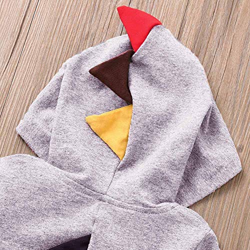 YWLINK Mono con Capucha Bebé ReciéN Nacido NiñOs NiñAs Manga Larga Caricatura Dinosaurio Cremallera con Capucha Mameluco Lindo Ocio Comodo Pijama Regalo De CumpleañOs(Gris,0-6 meses/70)