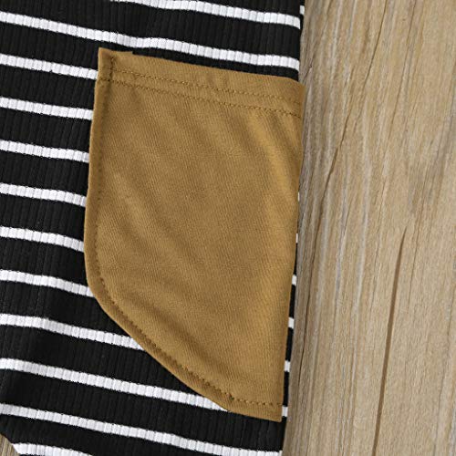 YWLINK Mono NiñO Bebé NiñA Mezcla De AlgodóN Traje De Escalada Casual con Estampado De Rayas Sin Mangas Mameluco Suave Y CóModo Pijama FáCil De Poner Y Quitar Petos Ropa De Bebe(Negro,12-18 Meses)