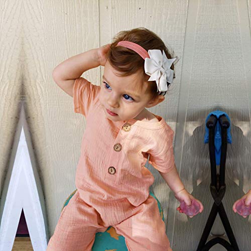 YWLINK Mono ReciéN Nacido Manga Corta De Verano Mono De Mameluco Plisado Color Liso Mezcla De AlgodóN Ocio Y Confort Vestido De Fiesta Primer Regalo De CumpleañOs Retro Ropa(Rosado,3-6 meses/70)