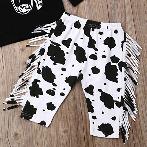 YWLINK ReciéN Nacido Bebé NiñA NiñO 3PC Traje Manga Larga Vaca Camiseta Arriba+Pantalones Manchados+Banda De Pelo Lindo Mono Moda Casual Pijamas Bautizo Bebe Regalo Ropa(Negro,6-12 meses/80)
