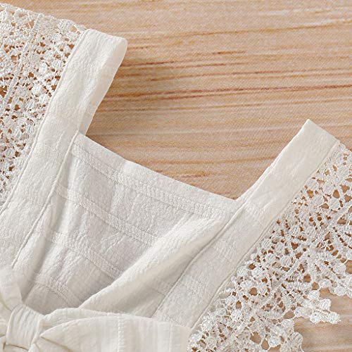 YWLINK Sin Mangas ReciéN Nacido Bebé NiñA NiñO SóLido Encaje Arco Mameluco Ropa Trajes Blanco, Amarillo, Azul, Rosa 0-18 Meses Bautismo De NiñOs Regalo De CumpleañOs