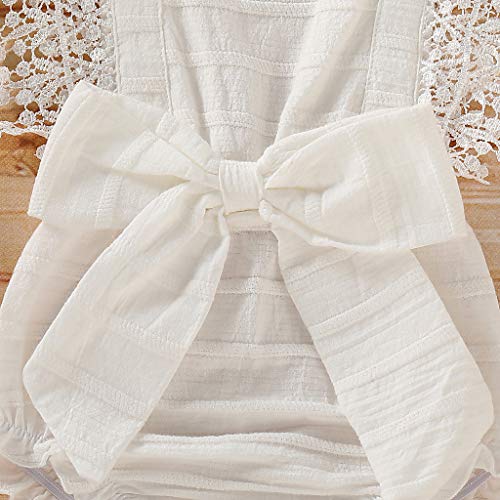 YWLINK Sin Mangas ReciéN Nacido Bebé NiñA NiñO SóLido Encaje Arco Mameluco Ropa Trajes Blanco, Amarillo, Azul, Rosa 0-18 Meses Bautismo De NiñOs Regalo De CumpleañOs