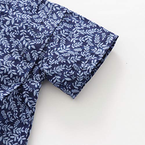 YWLINK Verano Mezcla De AlgodóN BebéS Mono Retro Encaje Estilo JaponéS Albornoz Ropa Plegable Kimono Onesies Traje De Rastreo CóModo FáCil De Poner Y Quitar (Azul,9-12 meses/90)